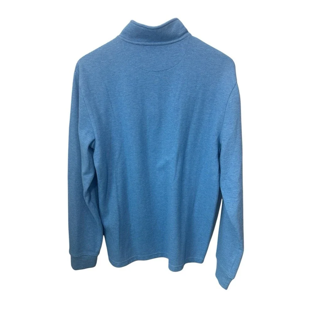 Vineyard Vines Men’s 1/4 Zip Long Sleeve Blue Stripe Cotton Sweater Med Preppy
